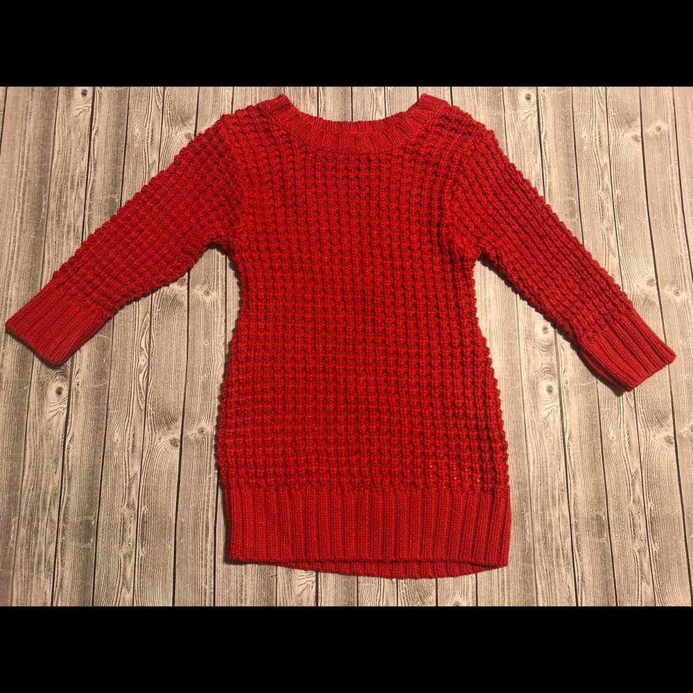Cute red knit sweater dress